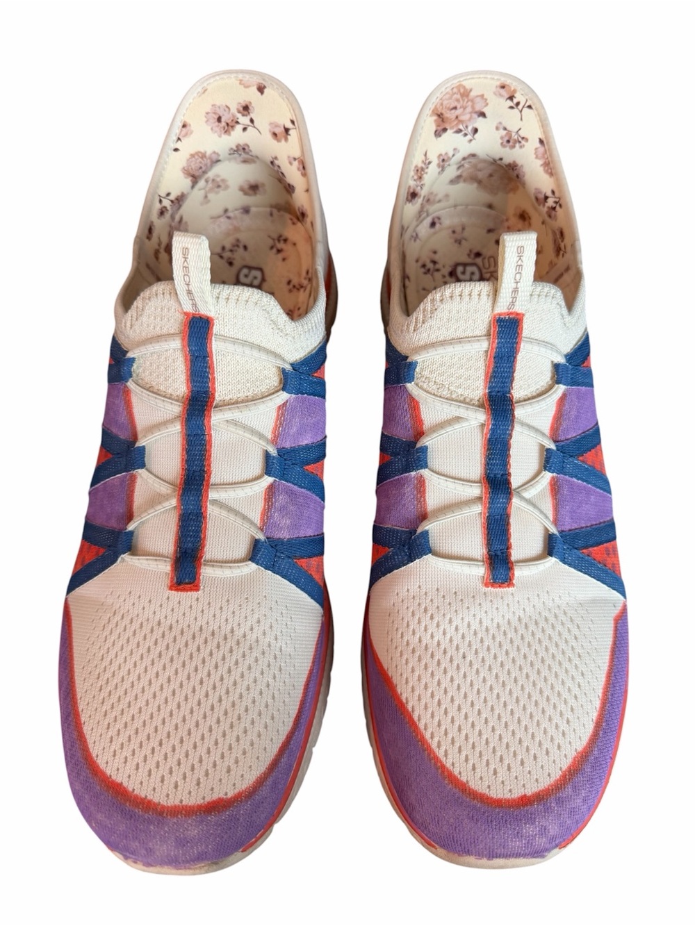 Skechers Ladies Slip Ins Size 12 White, Purple and Orange